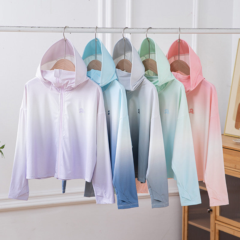 Damen nan leichte Kapuzenjacke mit UV-Schutz, schnell trocknender Sportjacke mit Reißverschluss Echo Archiv
