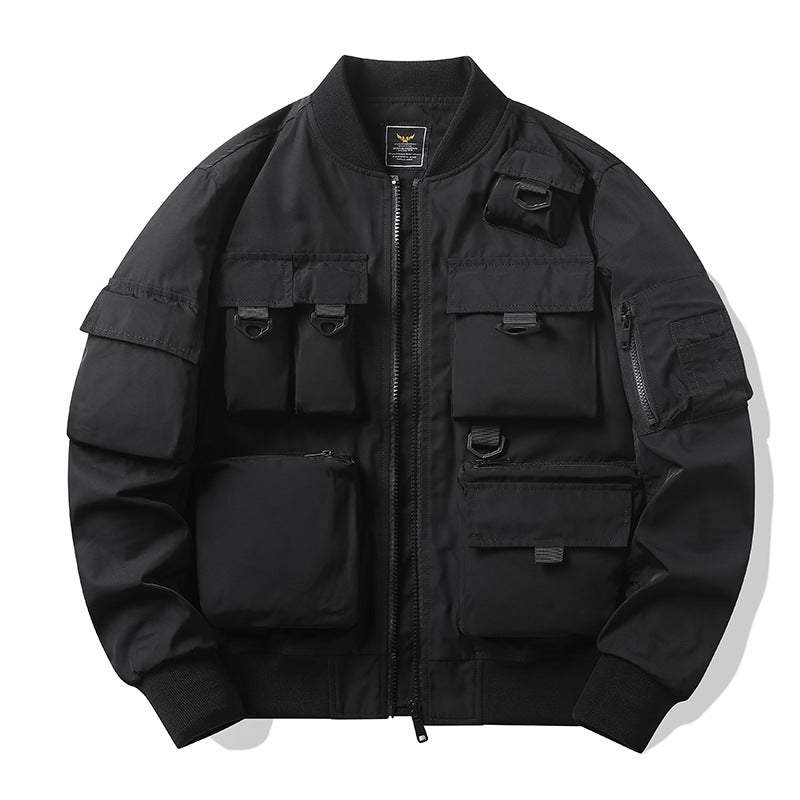 Herren Taktische Bomberjacke mit Multifunktionstaschen und Reißverschluss – Brevano