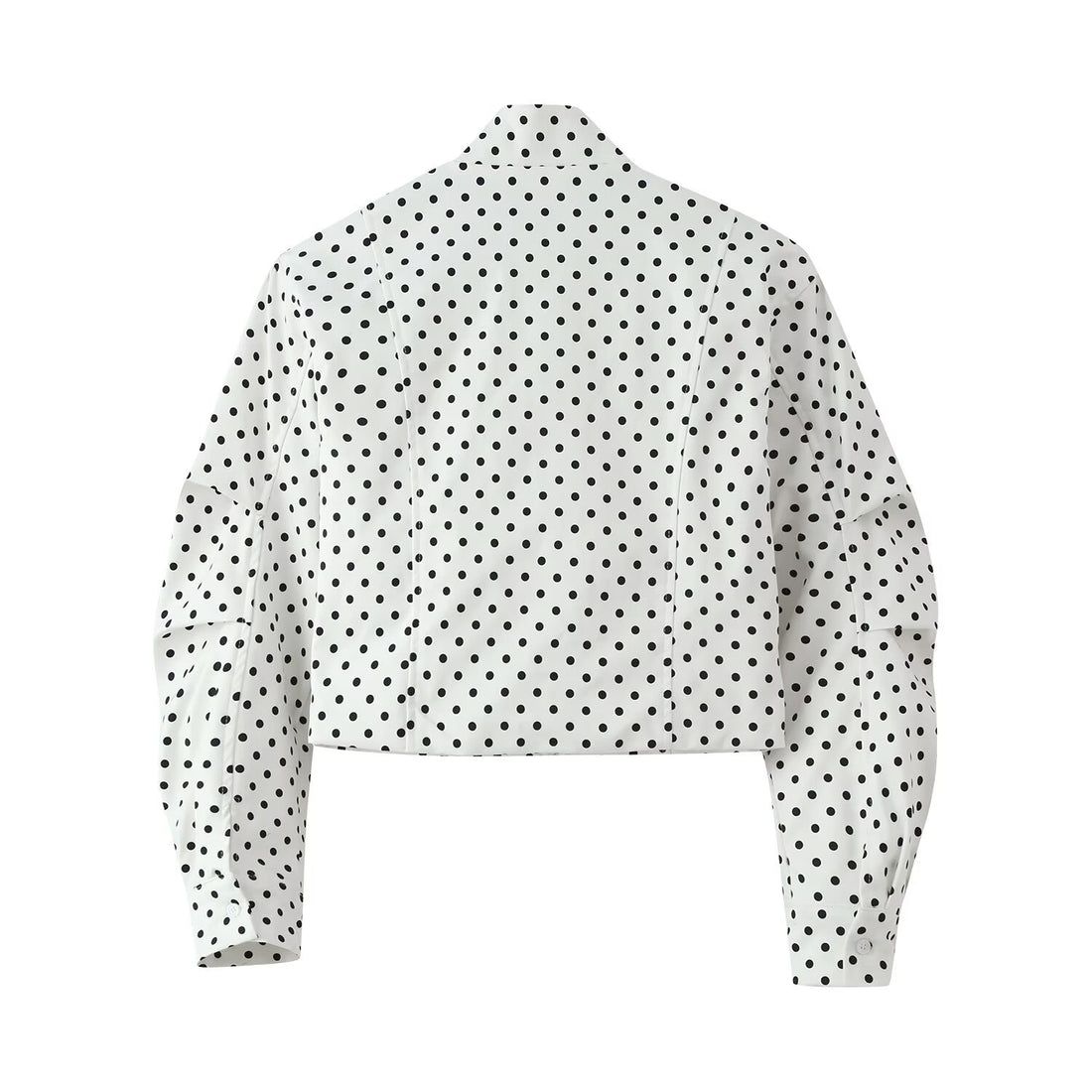 Damen Gepunktete Cropped-Übergangsjacke mit Stehkragen und Reißverschluss Echoarchiv