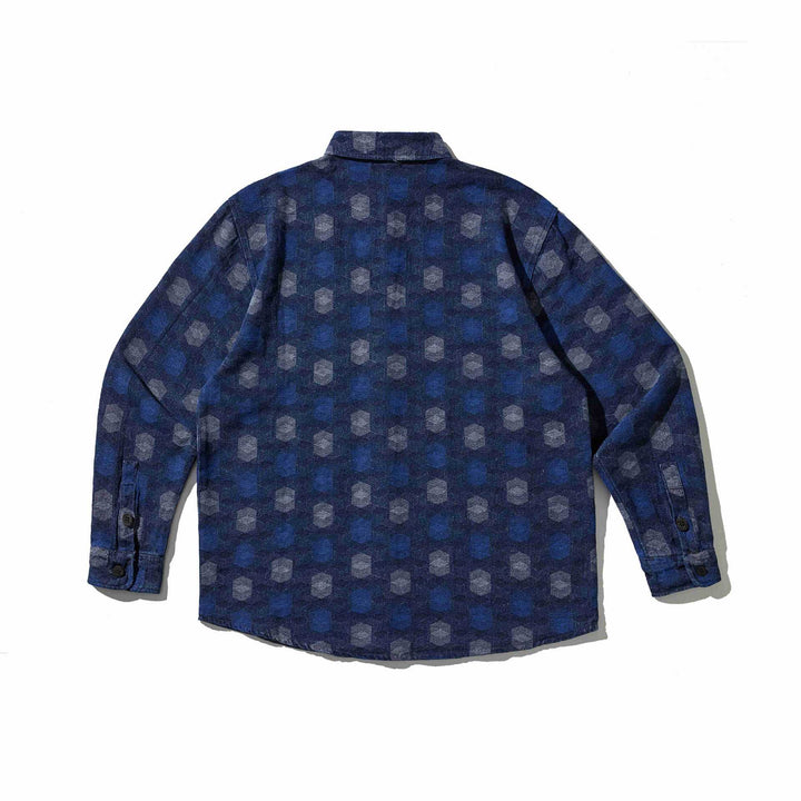 Herren Hemdjacke im Denim‑Look mit geometrischem Jacquardmuster Echoarchiv