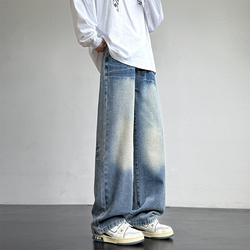 Herren weite Denim-Jeans mit einzigartiger Waschung Echoarchiv