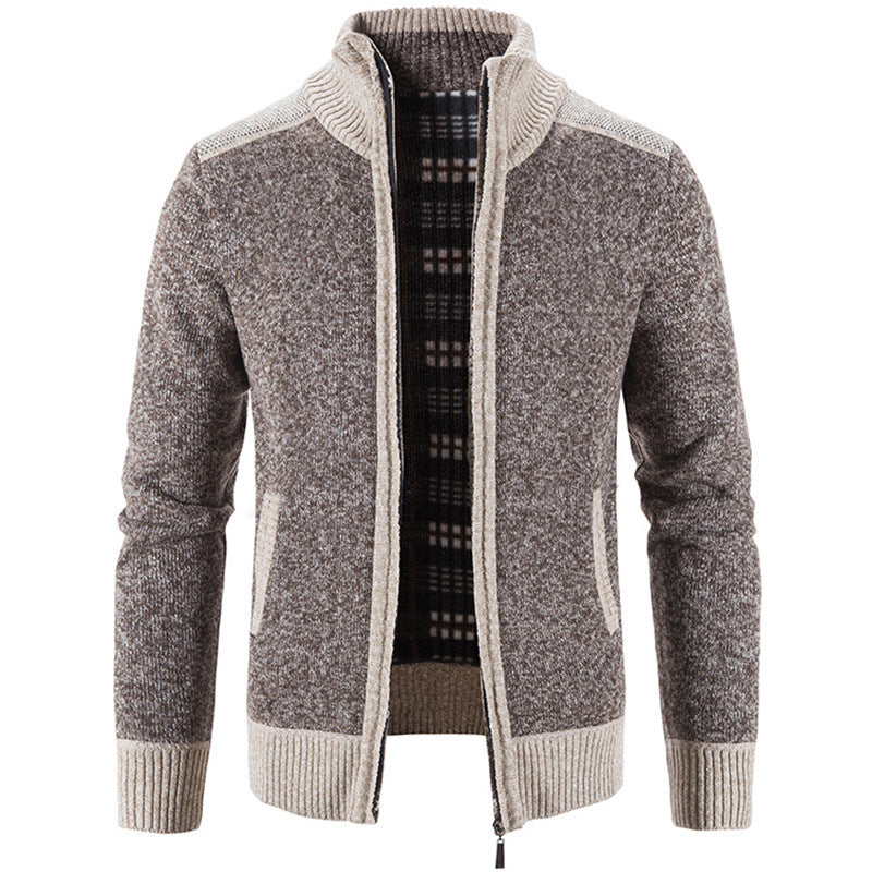 Herren Strickjacke mit modernem Stehkragen und strukturiertem Design Echoarchiv