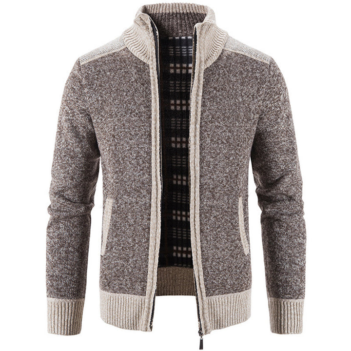 Herren Strickjacke mit modernem Stehkragen und strukturiertem Design Echoarchiv