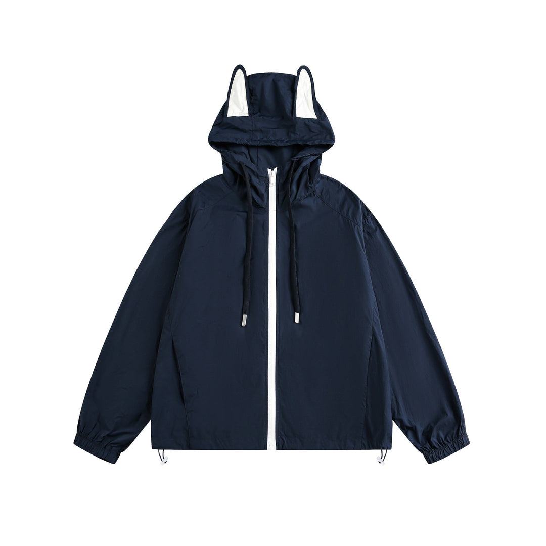 Damen Leichter Kapuzen-Anorak mit Ohrenapplikation und Tunnelzug Echoarchiv