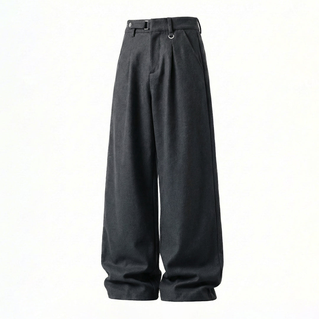 Damen Weite High-Waist-Hose mit Bundfalten, D-Ring und weitem Bein Echo Archiv