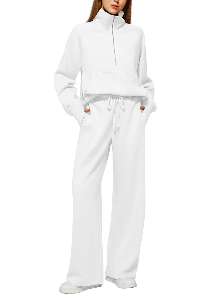 Damen nan halbzip Lounge-Set mit hohem Stehkragen, Kängurutasche und weiten Highwaist-Jogginghose Echo Archiv