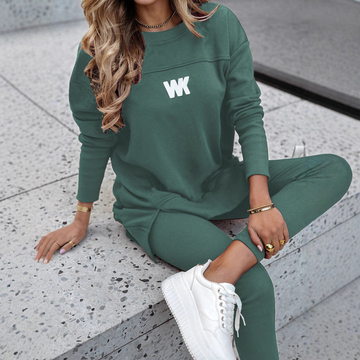 Damen nan Oversize-Longsweatshirt mit seitlichen Schlitzen und highwaist Ripp-Leggings Set Echo Archiv