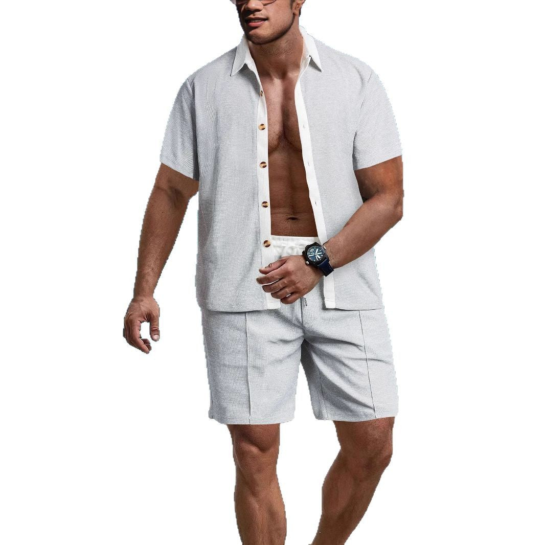 Herren lässiges Kurzarmhemd und Shorts-Set mit atmungsaktivem Material und modernem Design Echoarchiv