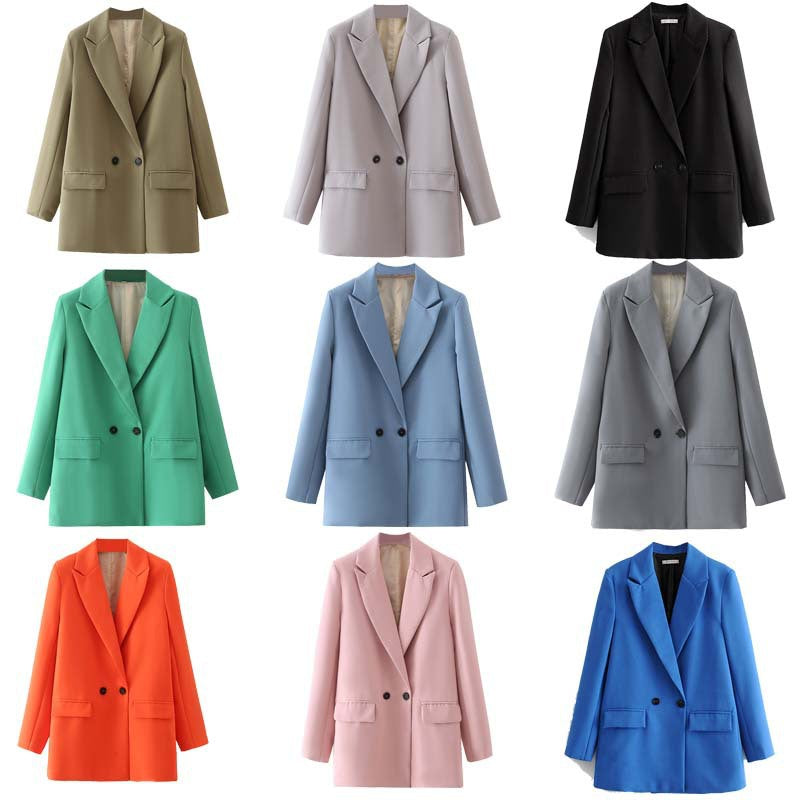 Damen Oversize Doppelreihiger Blazer mit fallendem Revers und weicher Innenfütterung – Valéne