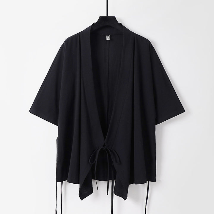 Damen locker fallende Kimono-Jacke mit Bindegürtel Echoarchiv