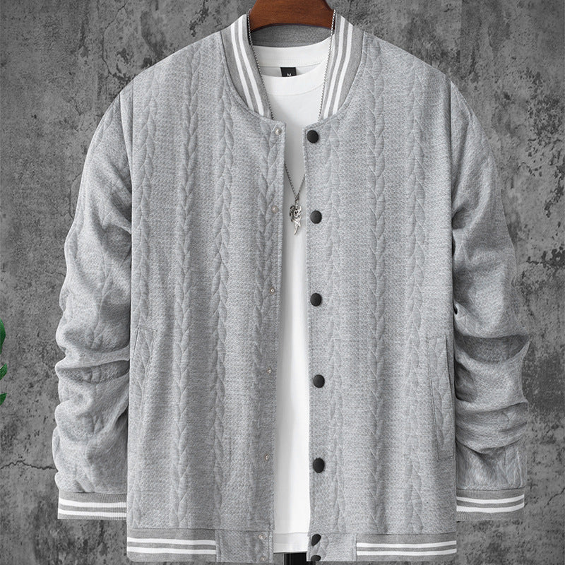Herren stylische Bomberjacke mit strukturiertem Strickmuster und sportlichen Akzenten Echoarchiv