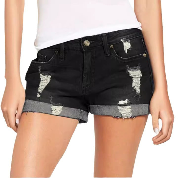 Damen Destroyed Denim-Shorts im lässigen Freizeitstil Echo Archiv