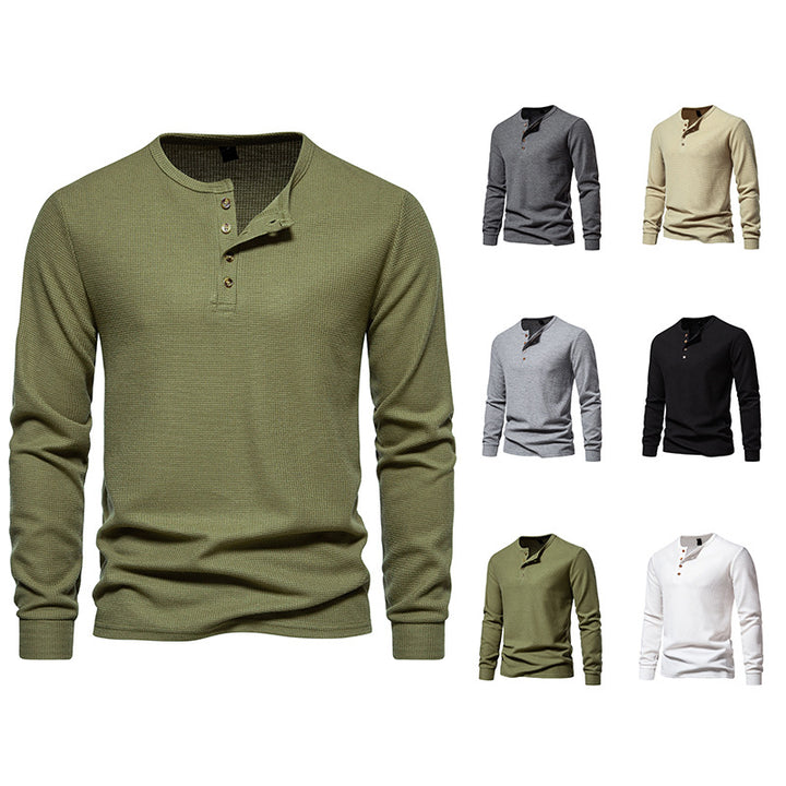 Herren Langarmshirt mit Knopfleiste und strukturiertem Design Echoarchiv