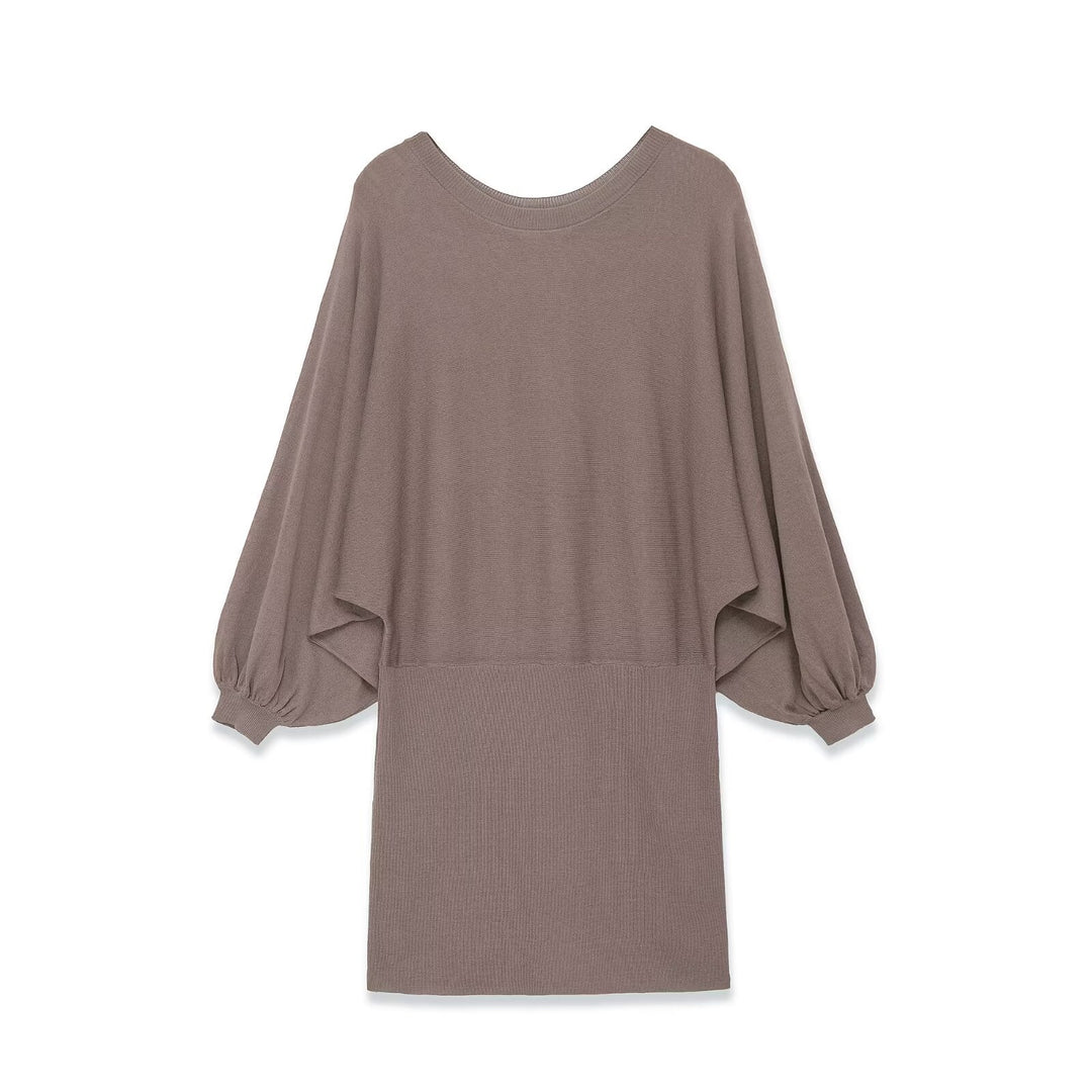 Damen Strickkleid mit überschnittenem Fledermaus-Poncho und Ballonärmeln Echo Archiv