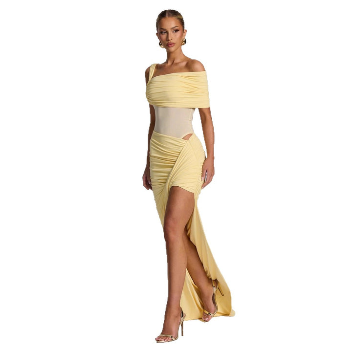 Damen Elegantes Wickelkleid mit asymmetrischem Schnitt und hohem Schlitz Echo Archiv