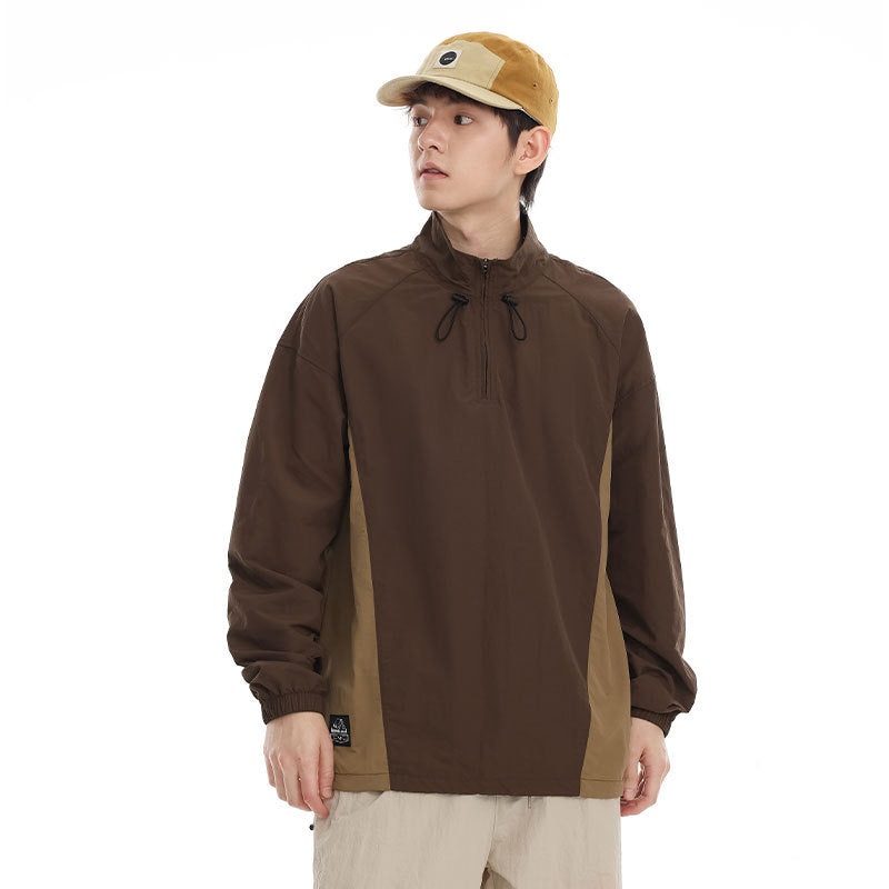 Herren leichter Nylon-Anorak mit Halbreißverschluss, Kordelzugsaum und Raglanärmeln Echo Archiv
