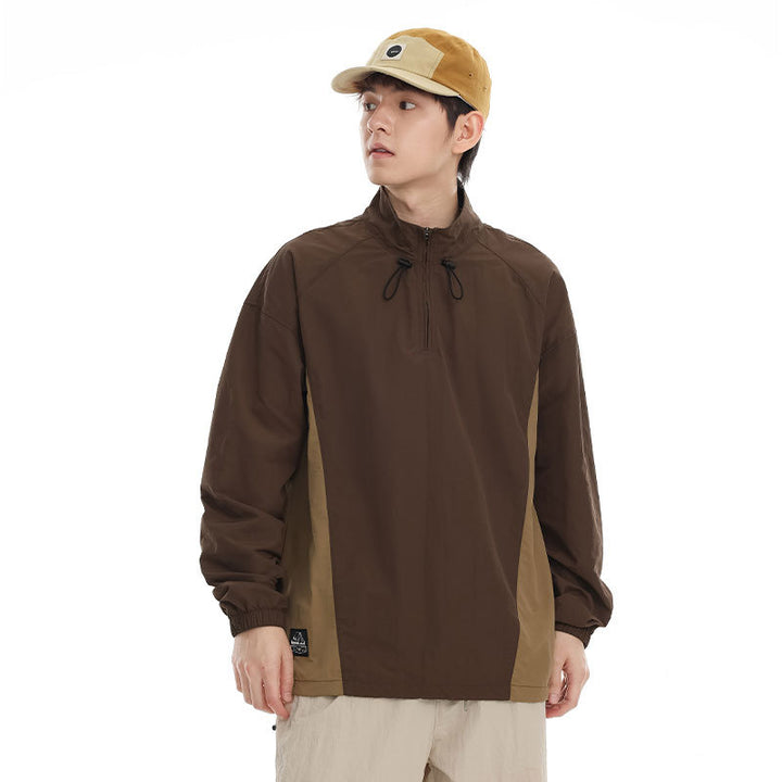 Herren leichter Nylon-Anorak mit Halbreißverschluss, Kordelzugsaum und Raglanärmeln Echo Archiv