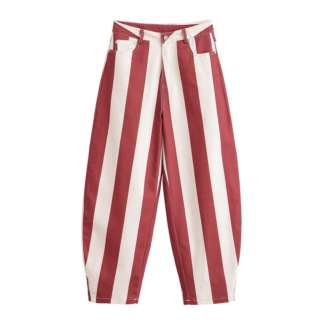 Damen Weite High-Waist Stoffhose mit breiten Längsstreifen und klassischer Taschenaufteilung Echo Archiv