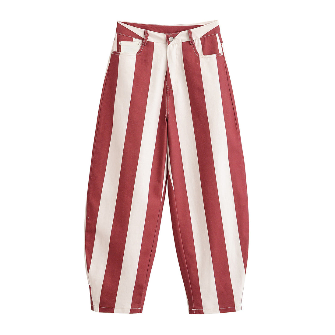 Damen Weite High-Waist Stoffhose mit breiten Längsstreifen und klassischer Taschenaufteilung Echo Archiv