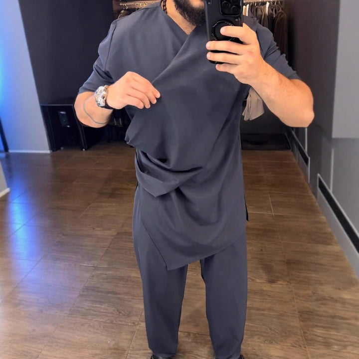 Herren stylische Wickelbluse mit Drapierungsdetails Echoarchiv