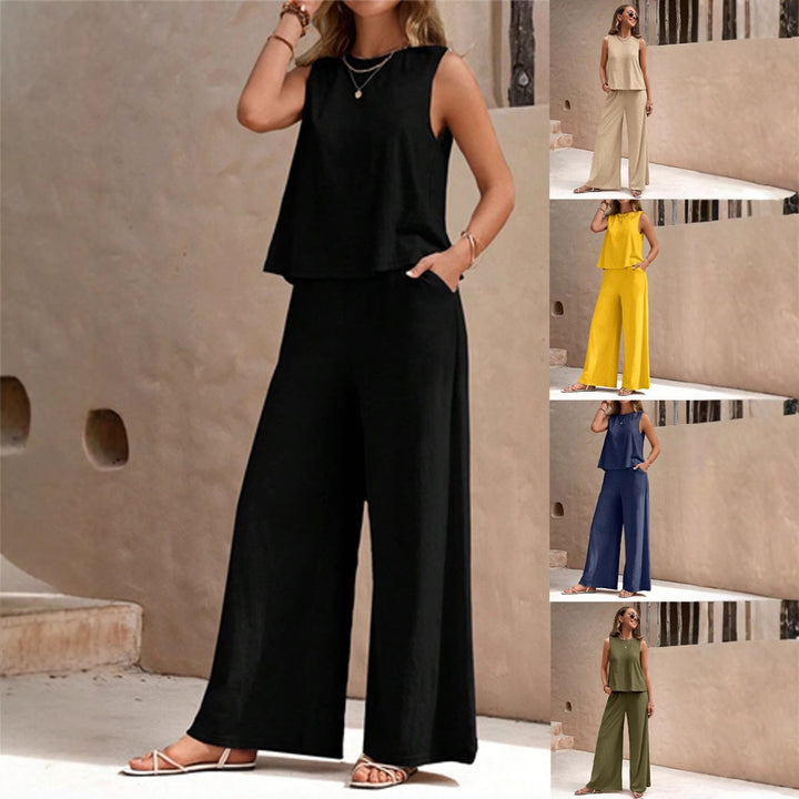 Damen Zweiteiliges Jersey-Set mit ärmellosem Top und weiter Palazzohose Echo Archiv