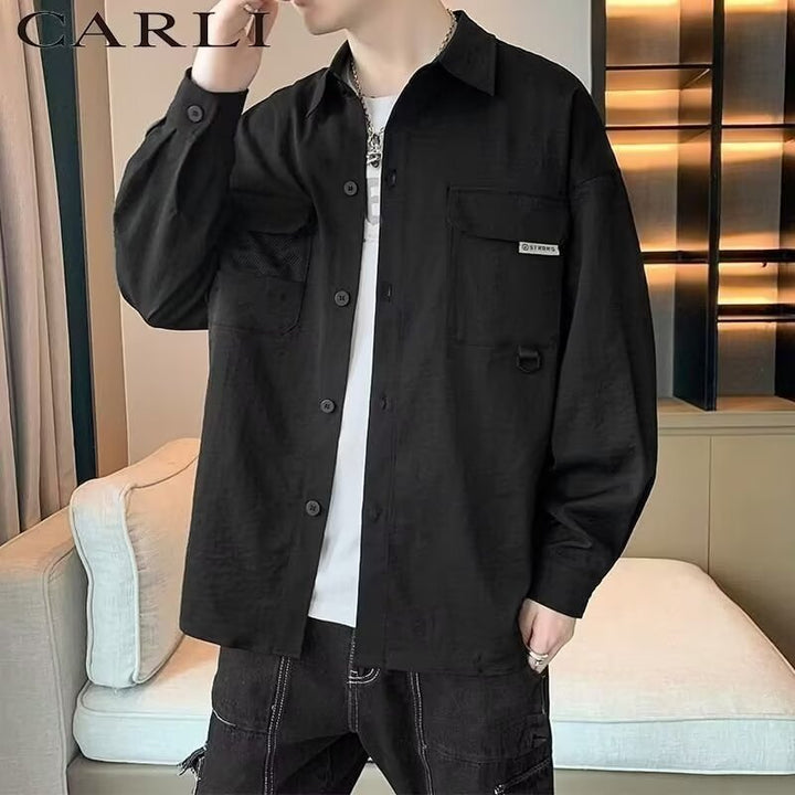 Herren Overshirt-Jacke im Utility-Stil mit aufgesetzten Pattentaschen Echoarchiv