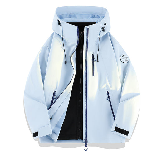Damen Leichte wasserdichte Kapuzenjacke mit Teddy‑Charm und verdeckten Reißverschlusstaschen Echoarchiv