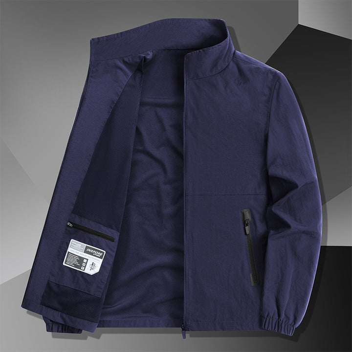 Herren Leichte Baumwoll-Mix-Übergangsjacke mit Stehkragen und verdecktem Reißverschluss Echo Archiv