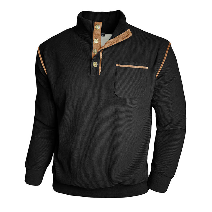 Herren modische Pulloverjacke mit hohem Kragen und Brusttasche Echoarchiv