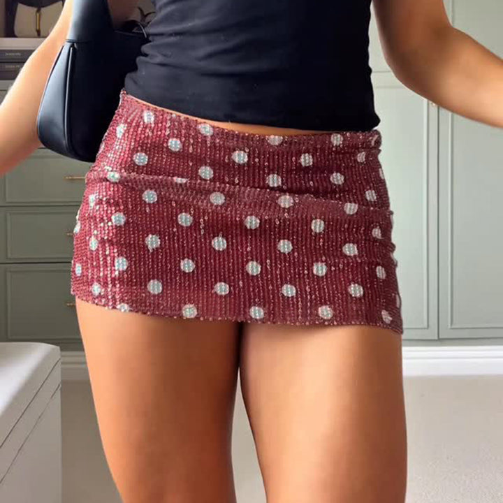 Damen Minirock mit glitzerndem Polka-Dot-Muster und elastischem Bund Echo Archiv