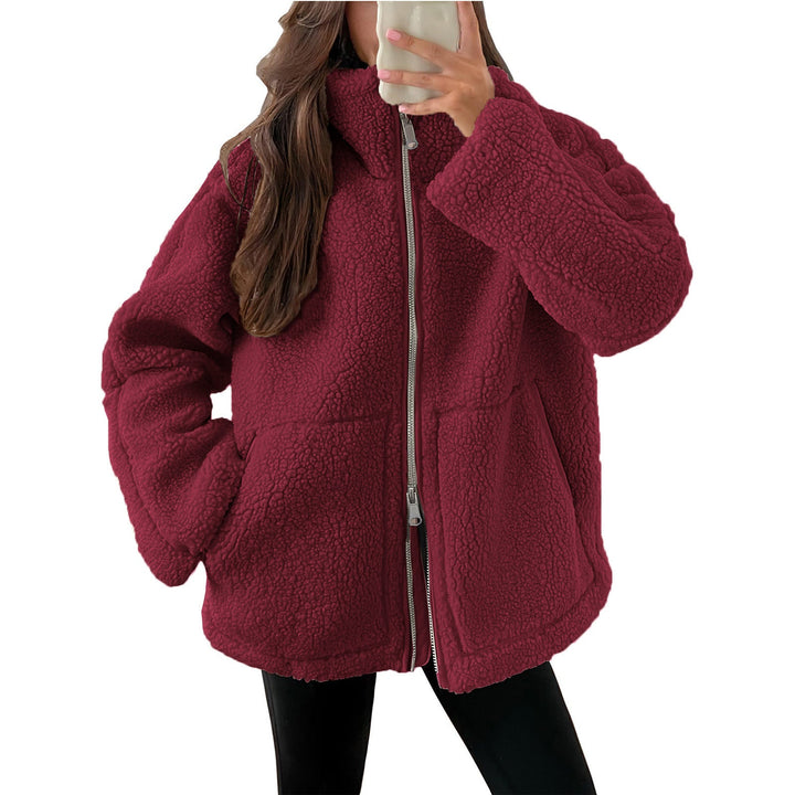Damen Kuschelige Teddy-Jacke mit Reißverschluss Echoarchiv