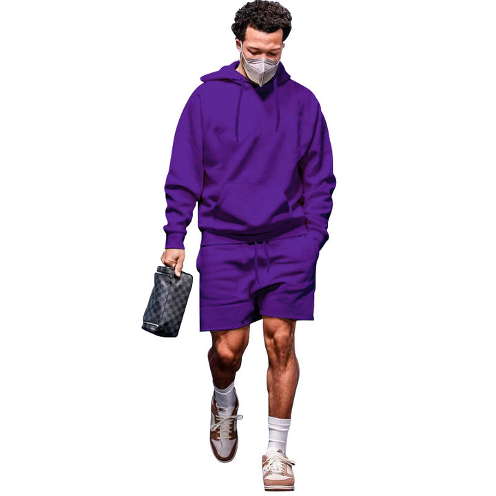 Herren lässiges Hoodie- und Shorts-Set aus atmungsaktivem Material mit praktischen Taschen Echoarchiv