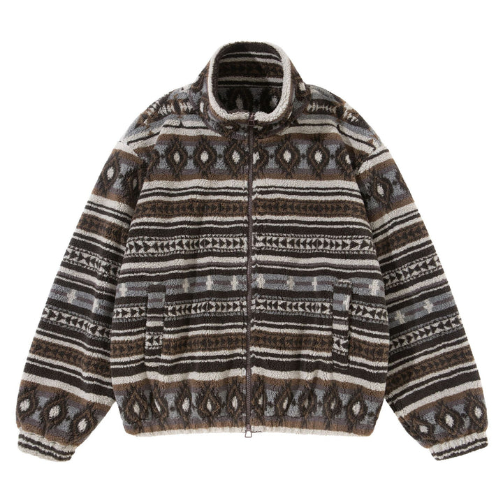 Unisex Kurzblouson aus Teddyfleece mit Ethno‑Muster und Stehkragen Echoarchiv
