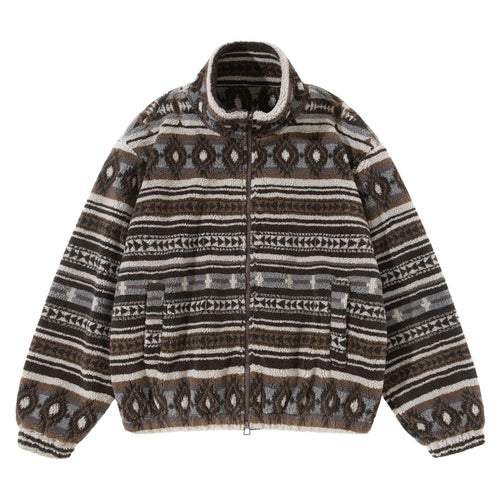Unisex Kurzblouson aus Teddyfleece mit Ethno‑Muster und Stehkragen Echoarchiv