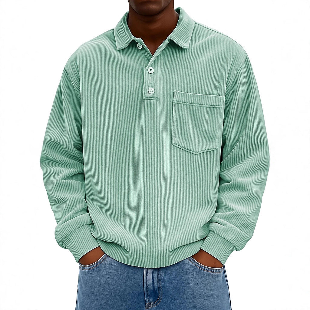 Herren Lässiges Poloshirt mit strukturiertem Rippdesign und Brusttasche Echoarchiv