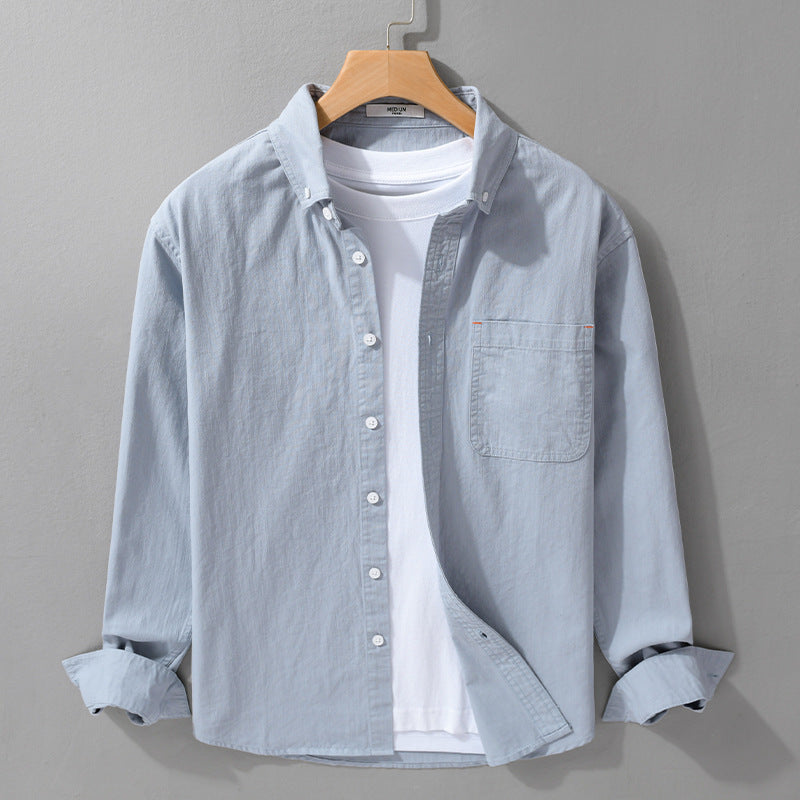 Herren Leichtes Baumwoll-Overshirt im Hemdjacken-Stil mit Brusttasche und Button-Down-Kragen Echoarchiv