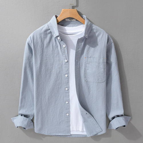 Herren Leichtes Baumwoll-Overshirt im Hemdjacken-Stil mit Brusttasche und Button-Down-Kragen Echoarchiv