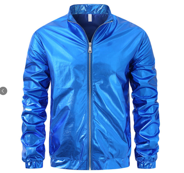 Herren nan Bomberjacke mit durchgehendem Reißverschluss, reflektierendem Metallic-Finish und elastischen Bündchen Echo Archiv