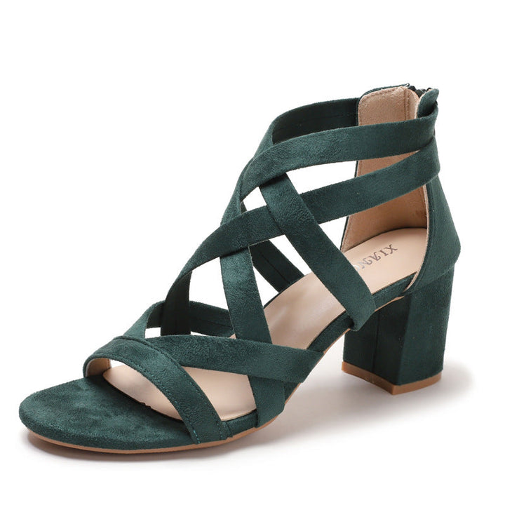 Damen Sandalen mit stylischem Kreuzriemen und komfortablem Blockabsatz Echoarchiv