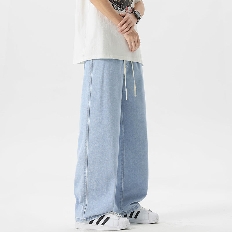 Herren Oversize Denim-Baggyhose mit Kordelzug und stonewashed Baumwollmix Echo Archiv