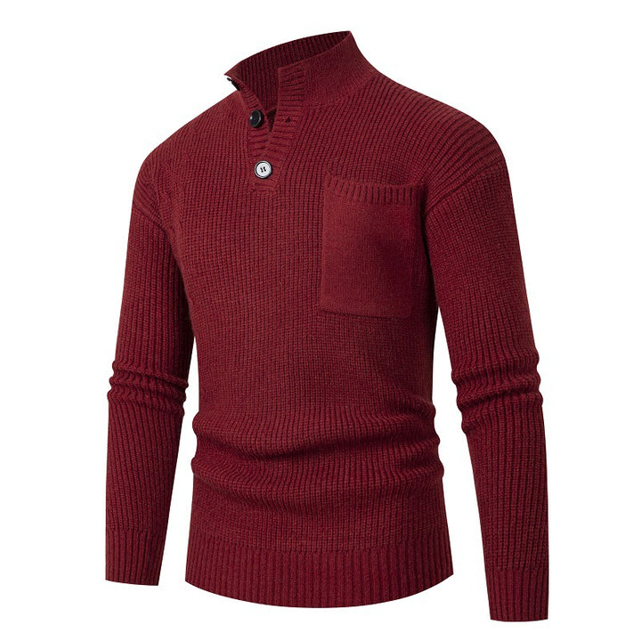 Herren Hochwertiger Pullover mit Modalmuster und Brusttasche Echoarchiv