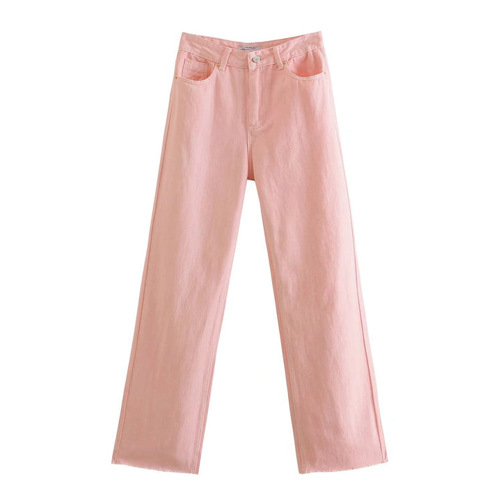 Damen Hochtaillierte weit geschnittene Jeans mit weitem Bein, hoher Taille und rohem Saum Echo Archiv