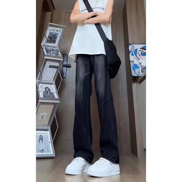 Damen lässige Wide-Leg Jeans mit stylischen Abnähern und hohen Taillen Echoarchiv