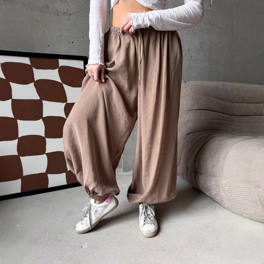 Damen weite Harem-Ballonhose mit hohem Elastikbund, Tunnelzug und lässiger Weite – Avélisse