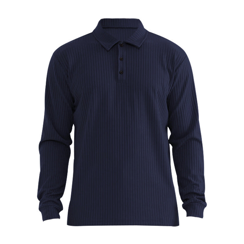 Herren Langarm Polohemd mit strukturiertem Rippdesign Echoarchiv