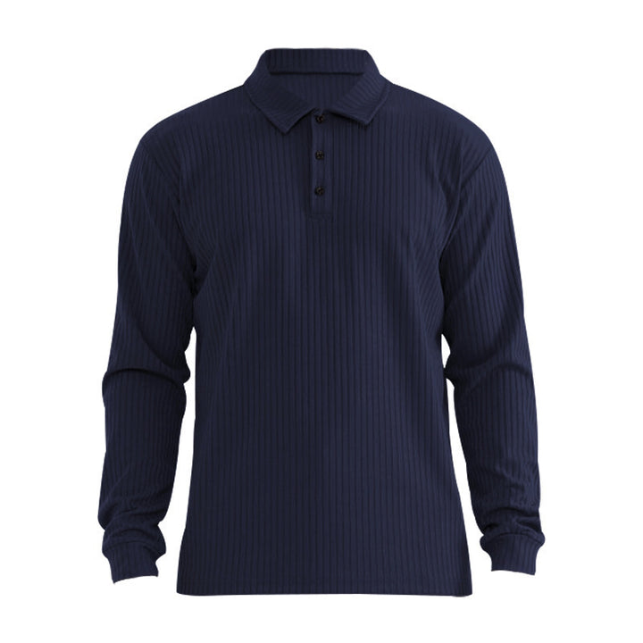 Herren Langarm Polohemd mit strukturiertem Rippdesign Echoarchiv
