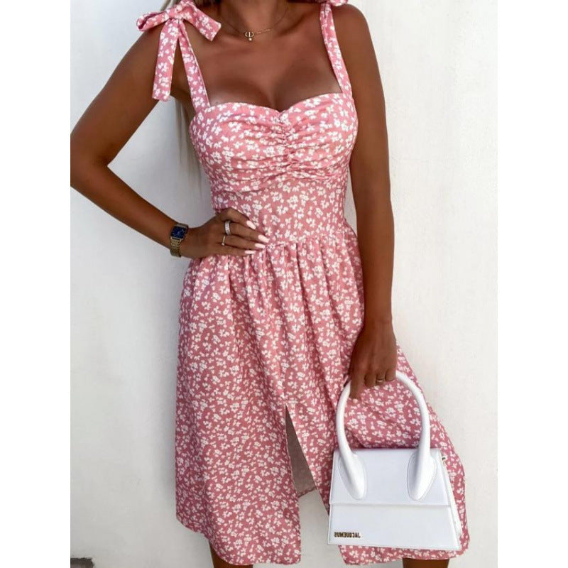 Damen Sommerkleid mit floralem Design und verspielt gebundenen Trägern Echo Archiv