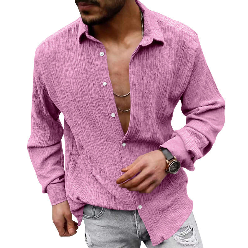 Herren lässiges Langarmhemd mit strukturiertem Gewebe und modernem Look Echoarchiv