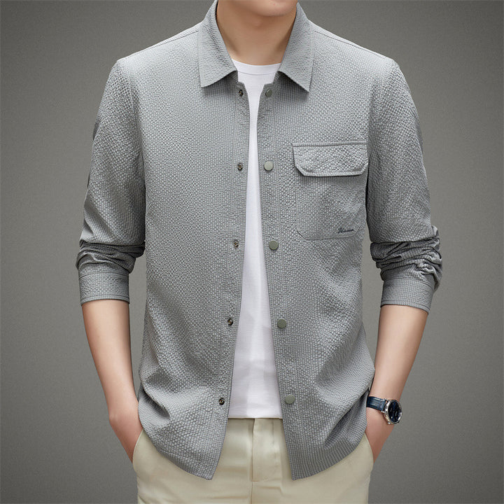 Herren Legeres strukturiertes Overshirt mit Brusttasche und Knopfleiste Echo Archiv
