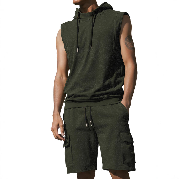 Herren nan Kapuzen-Muskelshirt-Set mit funktionaler Cargobermuda Echo Archiv